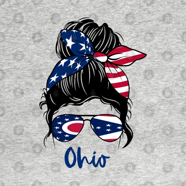 Ohio girl Messy bun , American Girl , Ohio Flag by JayD World